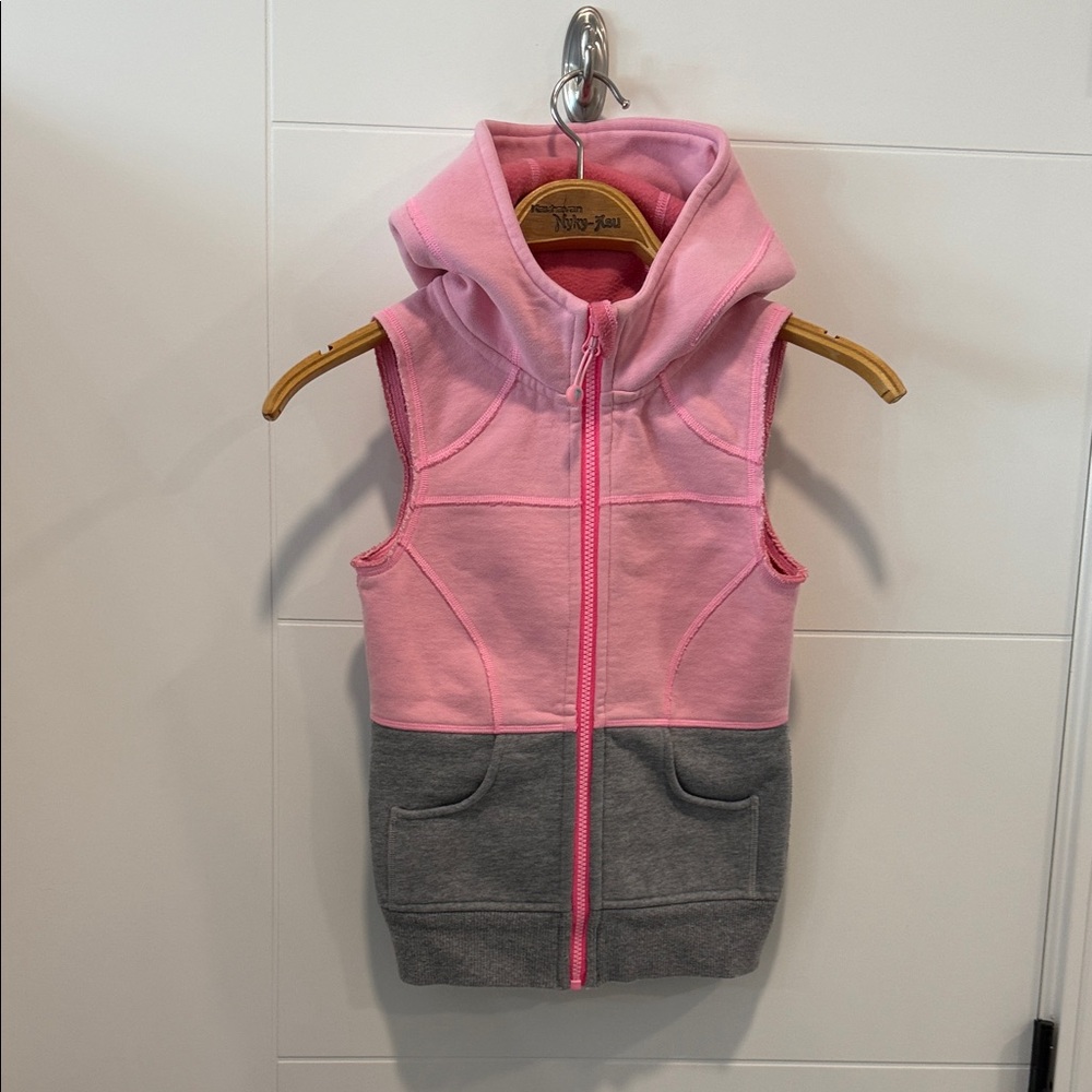 Lululemon Ivivva Pink and Gray Kids Hooded Vest size 6